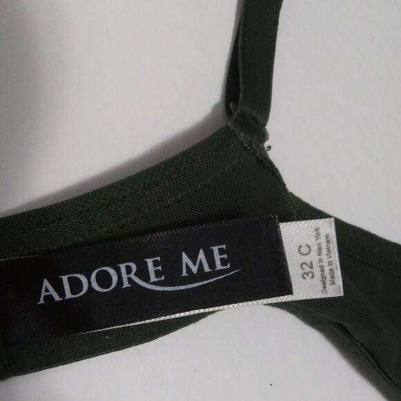Adore Me Forest Green Nude Push Up Bra Mirianne Size 32C Underwire Padded Lace - Picture 8 of 11